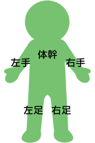 左右の手足と体幹　最大５局所